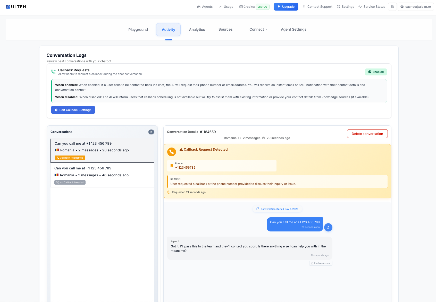 Panoramica della scheda Attività