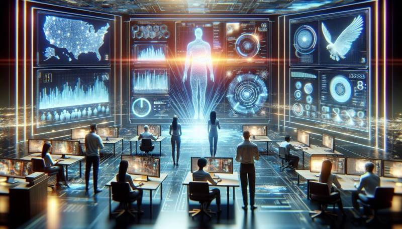 AI analizza i dati di gioco del Super Bowl LIX in un contesto futuristico